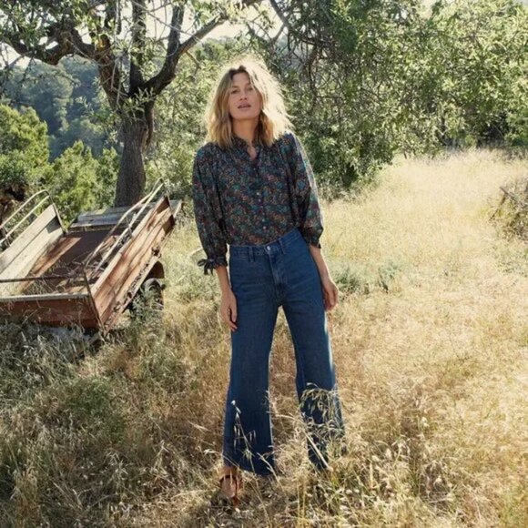 💕DOEN💕 The Rose Top ~ Navy Lady Bird Floral Print Small - Picture 7 of 16